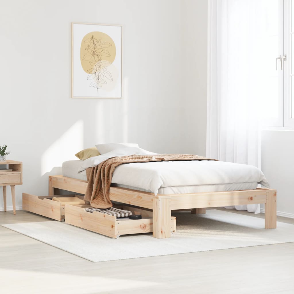 Bedframe Zonder Matras Massief Grenenhout