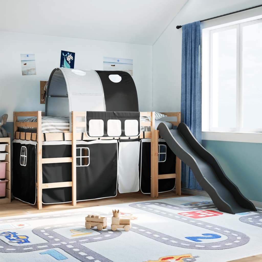 Kinderhoogslaper Met Tunnel Massief Grenenhout