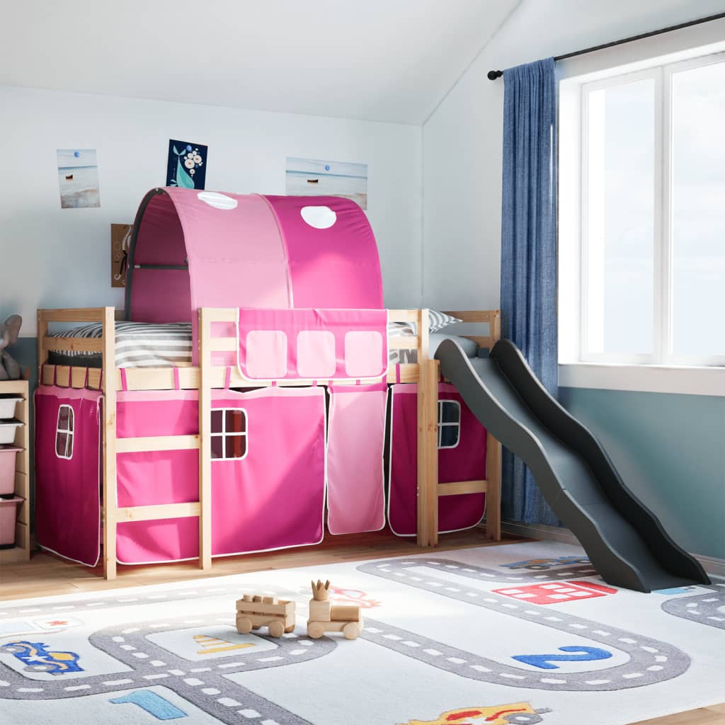 Kinderhoogslaper Met Tunnel Massief Grenenhout