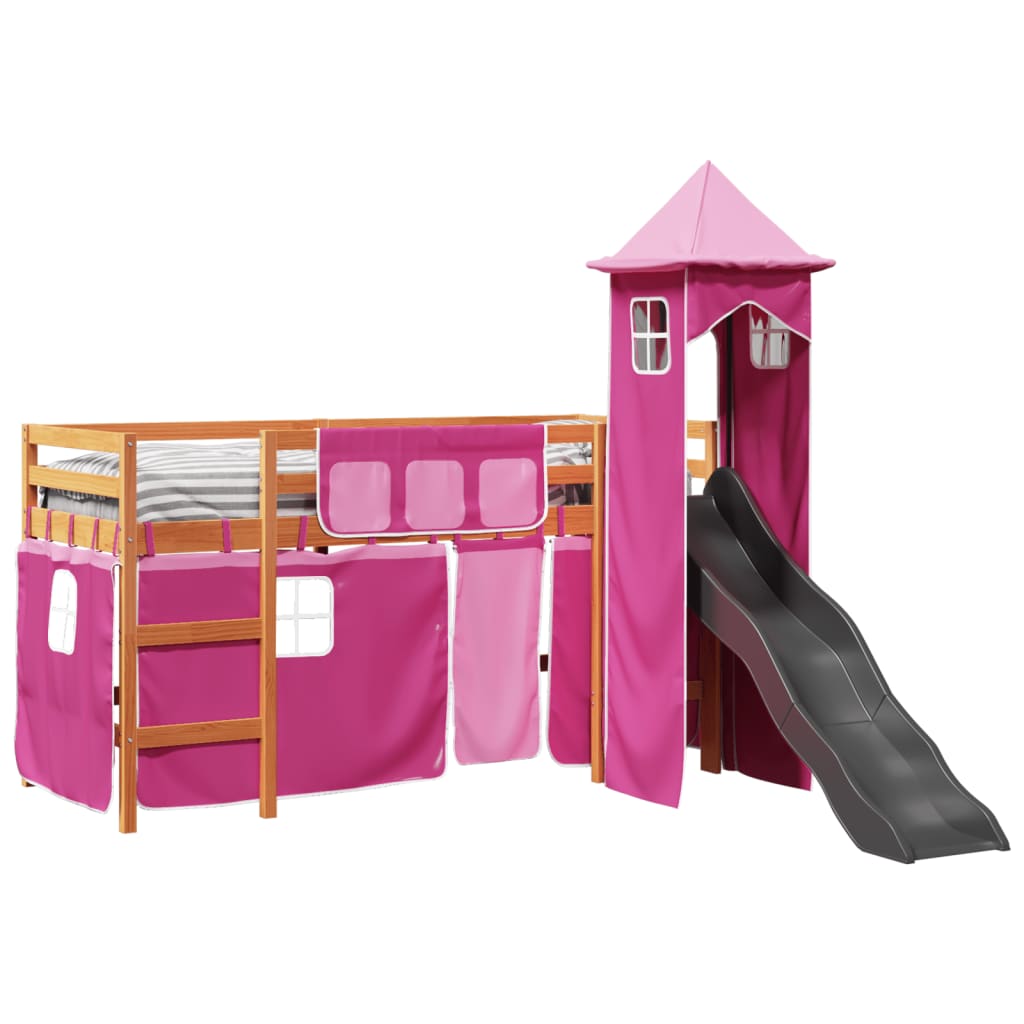 Kinderhoogslaper Met Toren Massief Grenenhout
