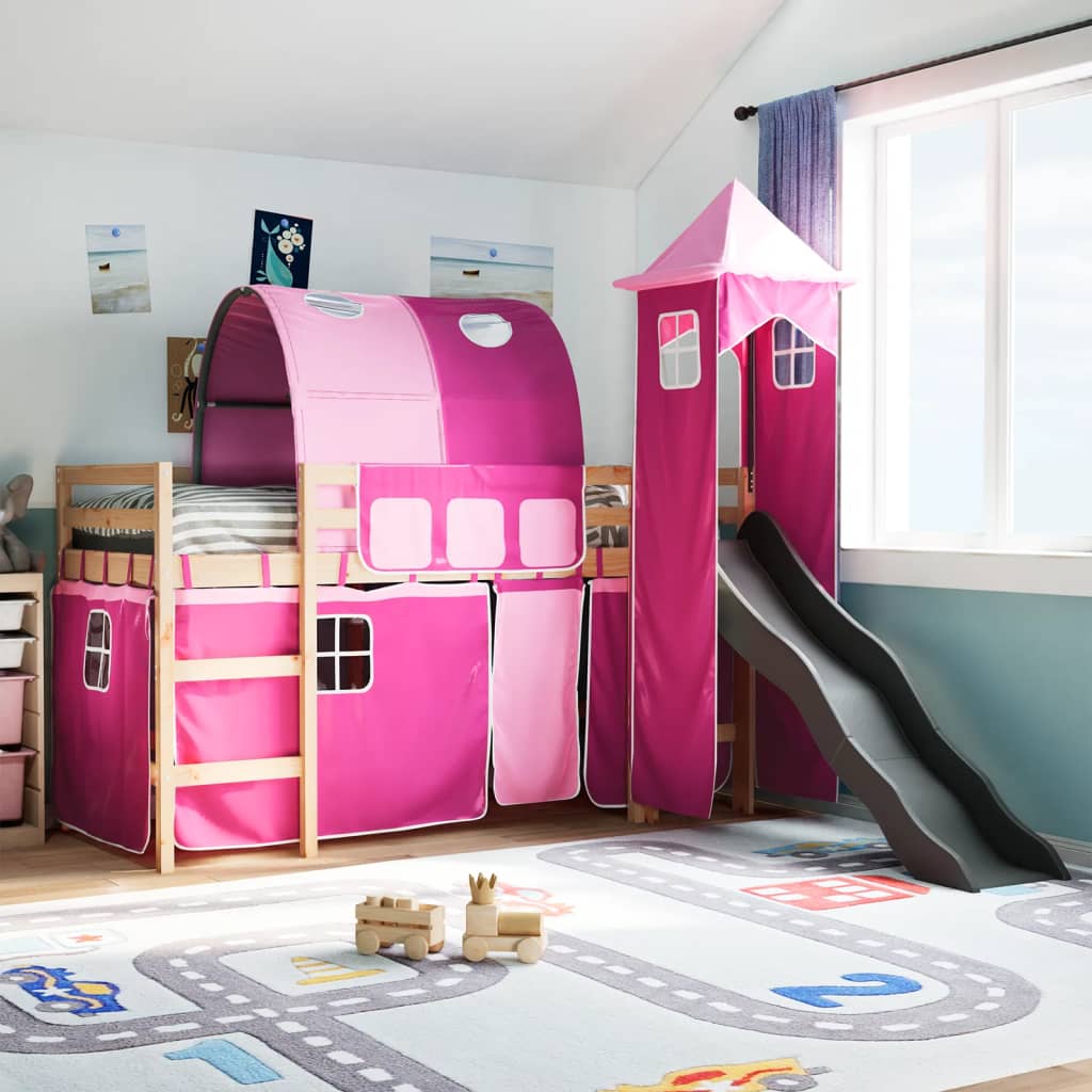 Kinderhoogslaper Met Toren Massief Grenenhout
