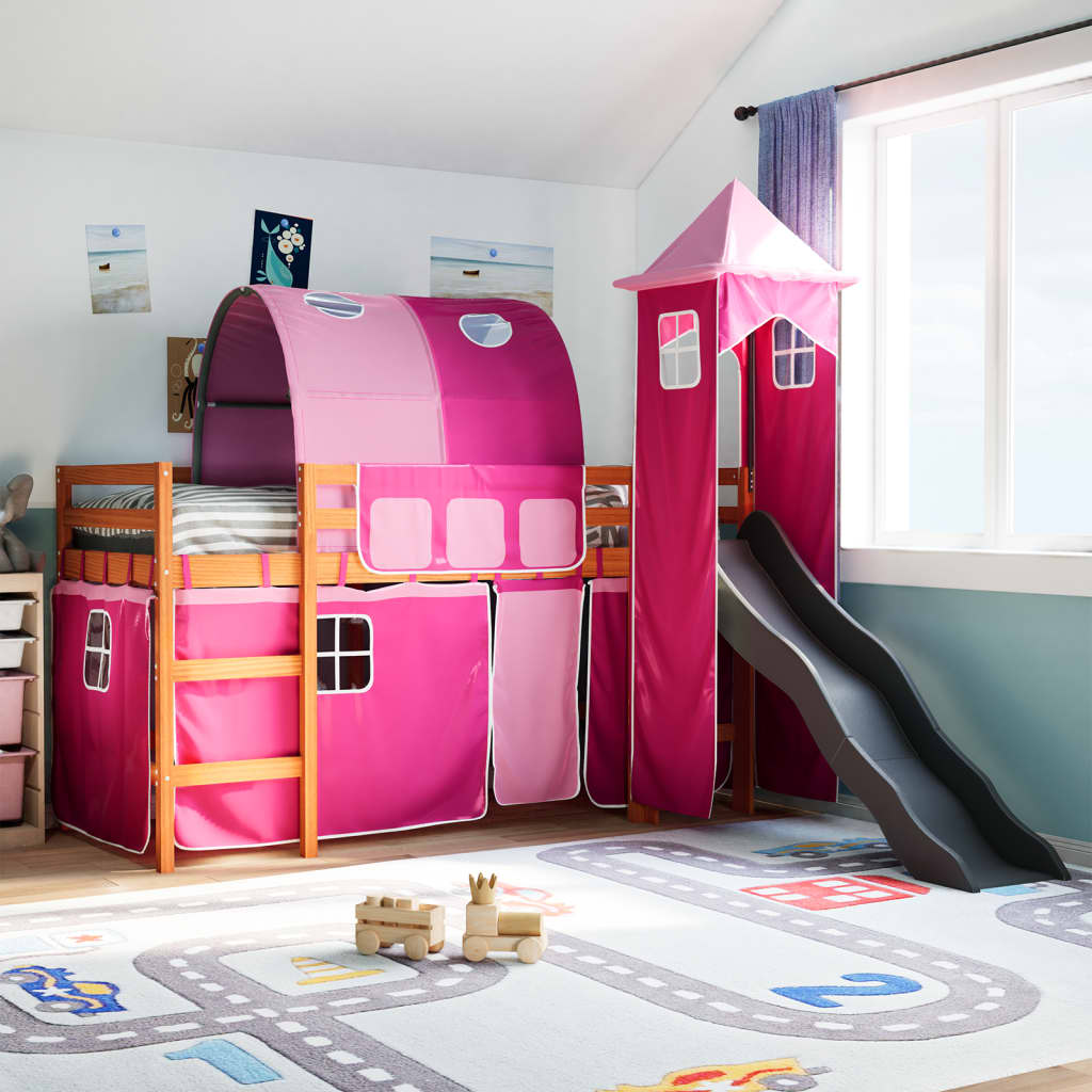 Kinderhoogslaper Met Toren Massief Grenenhout