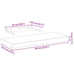 Wandschapppen 60X23,5X4 Cm Bewerkt Hout