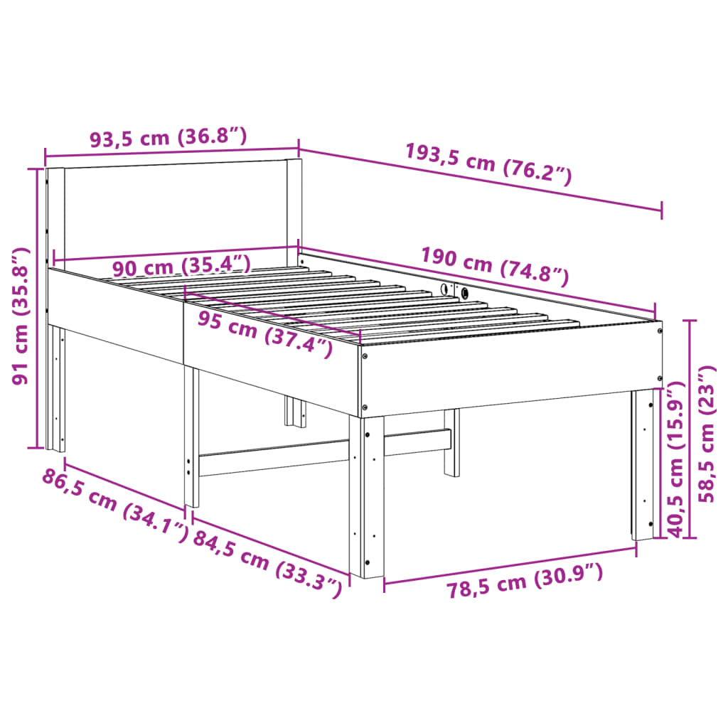 Bedframe Zonder Matras Massief Grenenhout