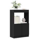 Hoge Kast 92X33X Bewerkt Hout Zwart
