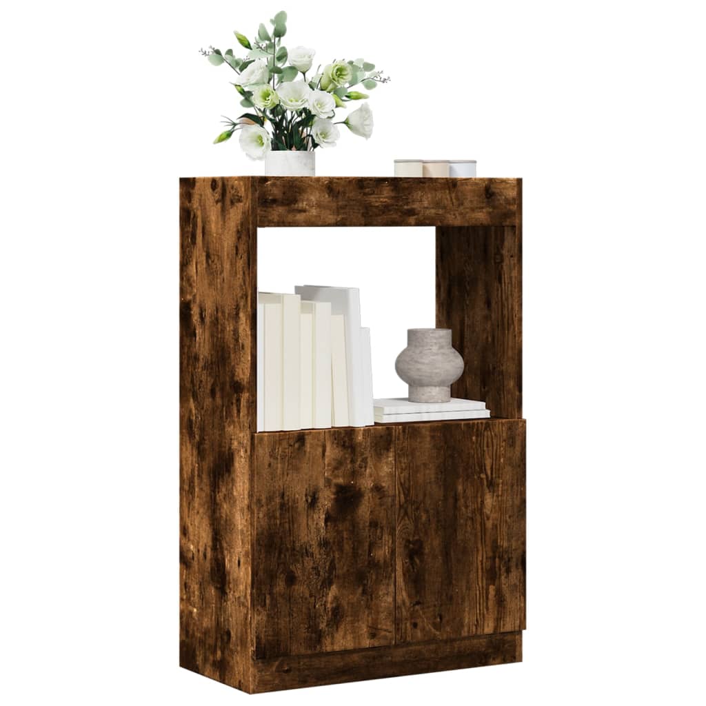 Hoge Kast 92X33X Bewerkt Hout Kleurig Gerookt Eiken