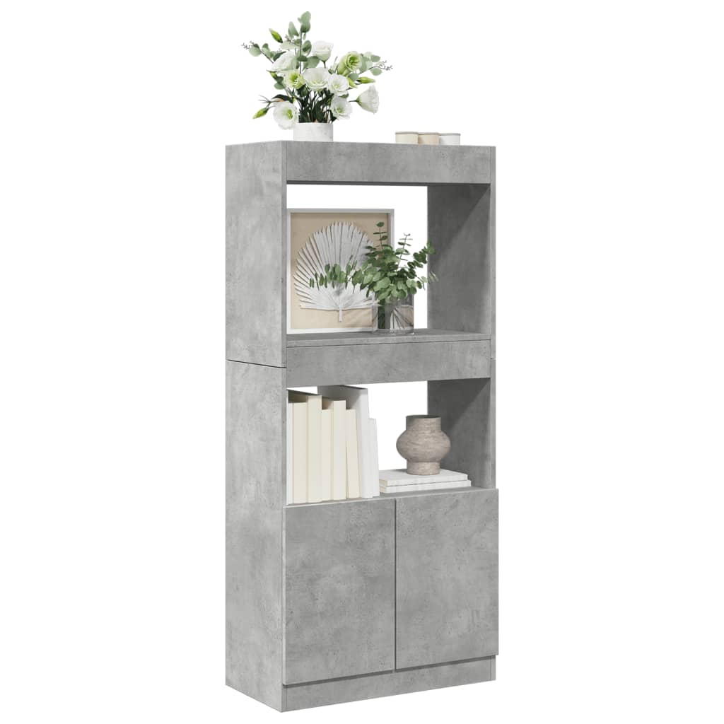Hoge Kast 92X33X Bewerkt Hout Betongrijs