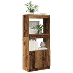 Hoge Kast 92X33X Bewerkt Hout Kleurig Oud Hout