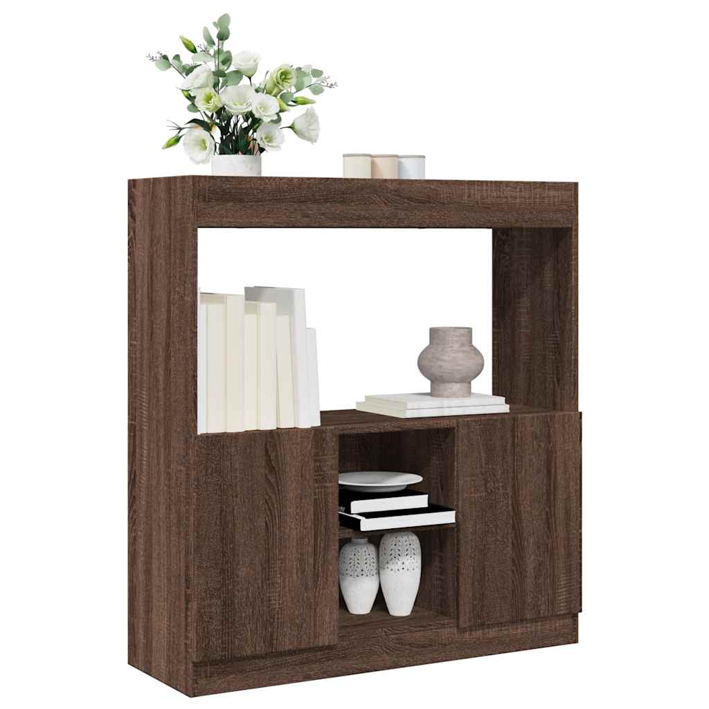 Hoge Kast 92X33X Bewerkt Hout Bruin Eikenkleur