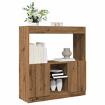 Hoge Kast 92X33X Bewerkt Hout Artisanaal Kleur Eiken