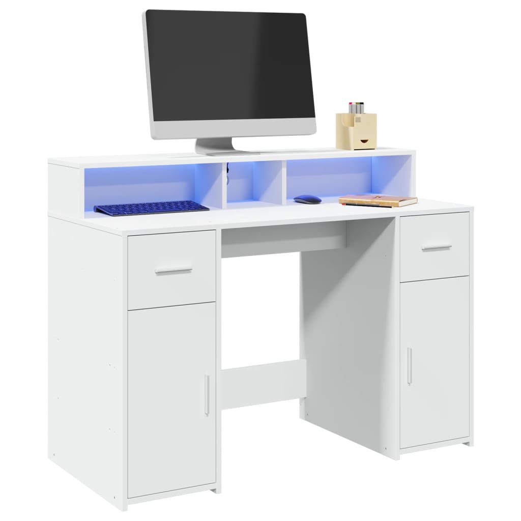 Bureau Met Led-Verlichting Bewerkt Hout