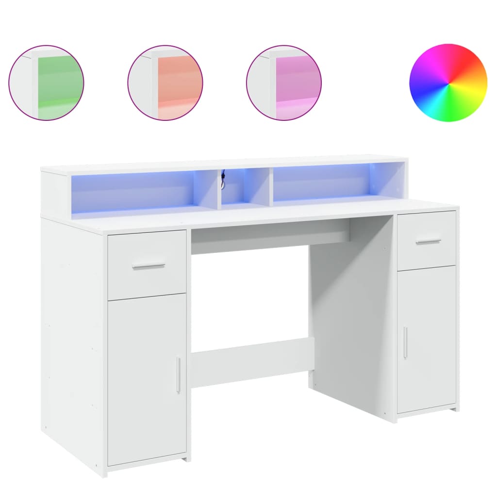 Bureau Met Led-Verlichting Bewerkt Hout