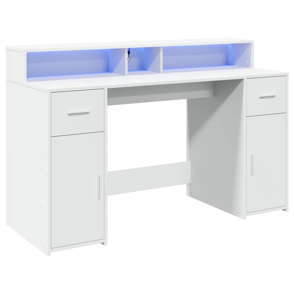 Bureau Met Led-Verlichting Bewerkt Hout