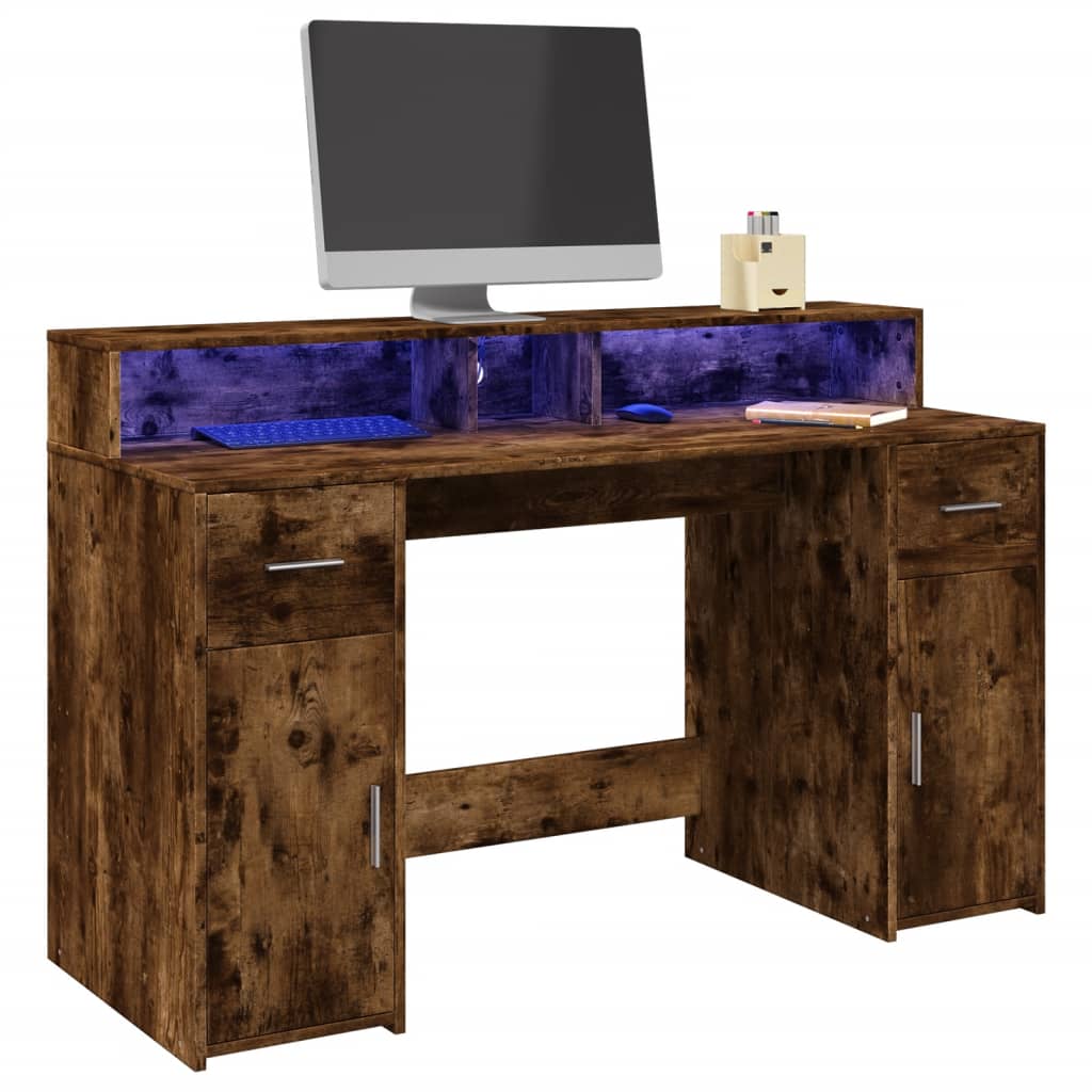 Bureau Met Led-Verlichting Bewerkt Hout