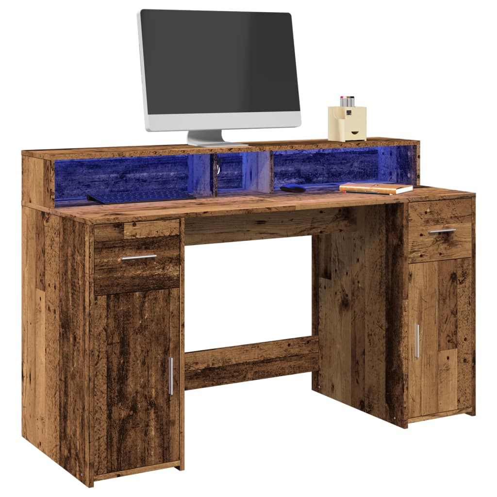 Bureau Met Led-Verlichting Bewerkt Hout