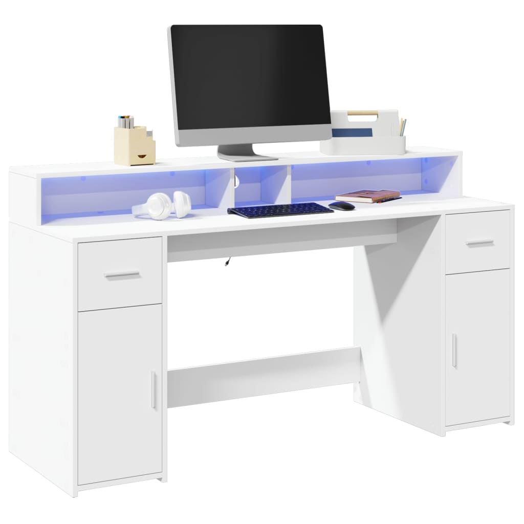 Bureau Met Led-Verlichting Bewerkt Hout