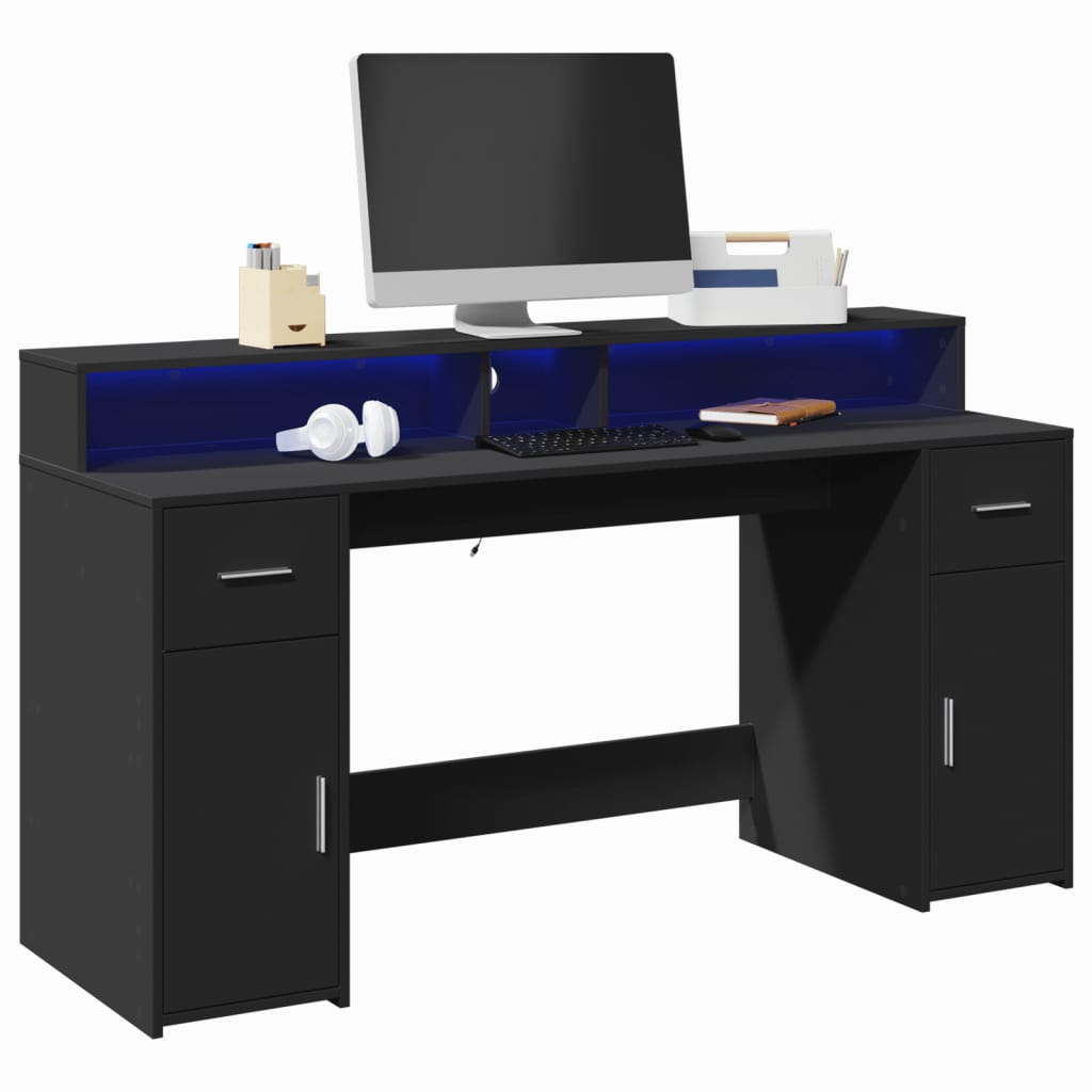 Bureau Met Led-Verlichting Bewerkt Hout