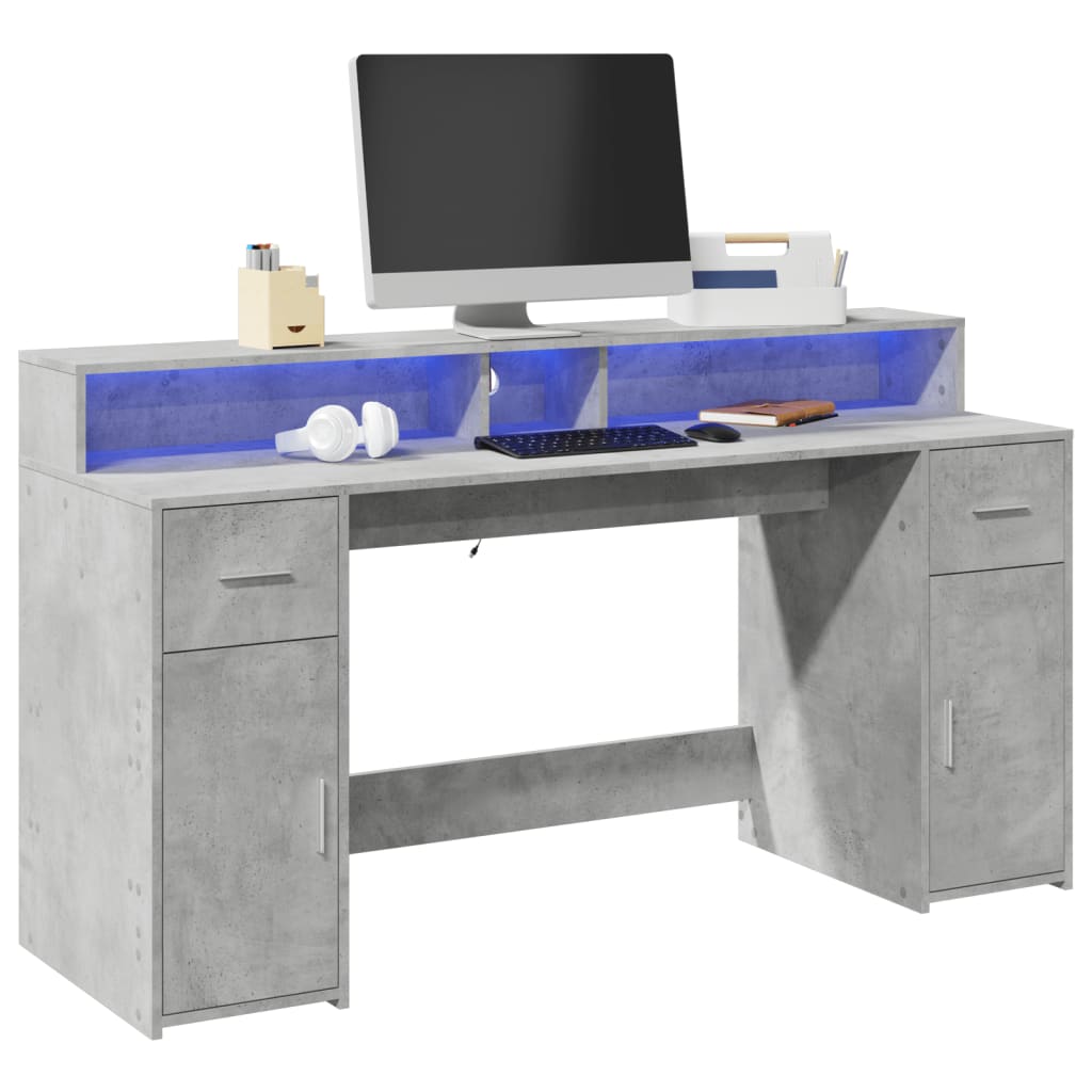 Bureau Met Led-Verlichting Bewerkt Hout