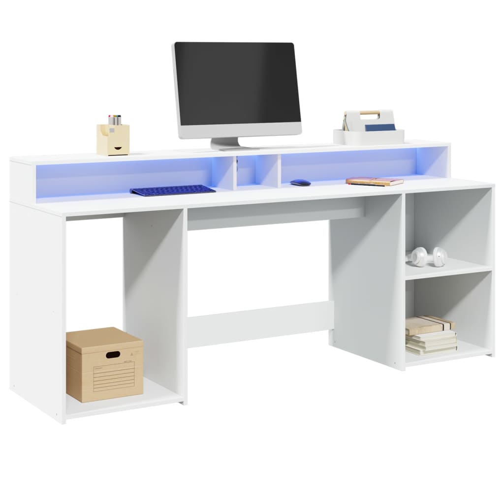 Bureau Met Led-Verlichting Bewerkt Hout