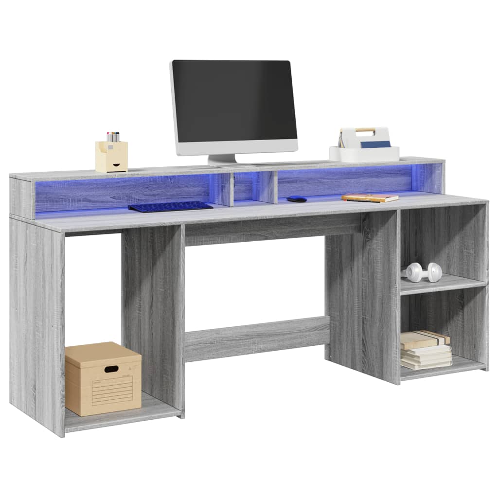 Bureau Met Led-Verlichting Bewerkt Hout