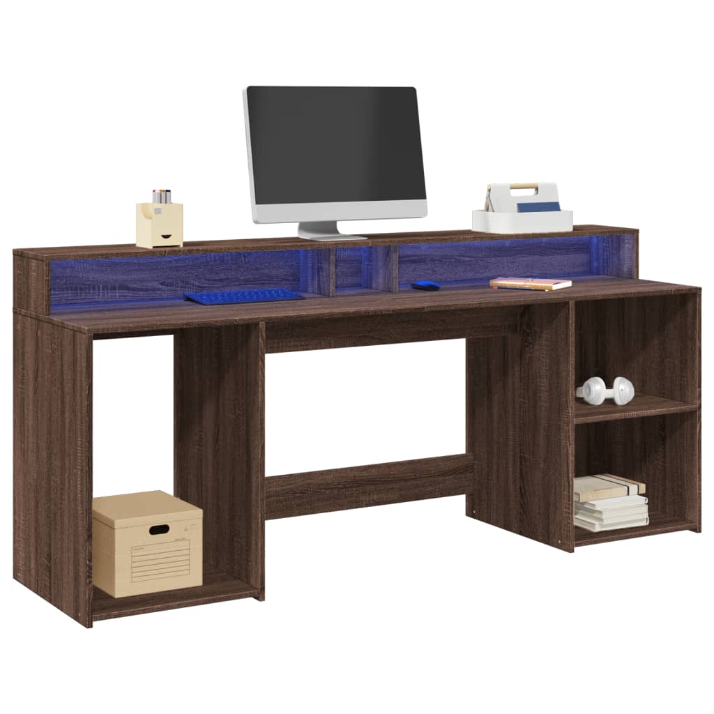 Bureau Met Led-Verlichting Bewerkt Hout