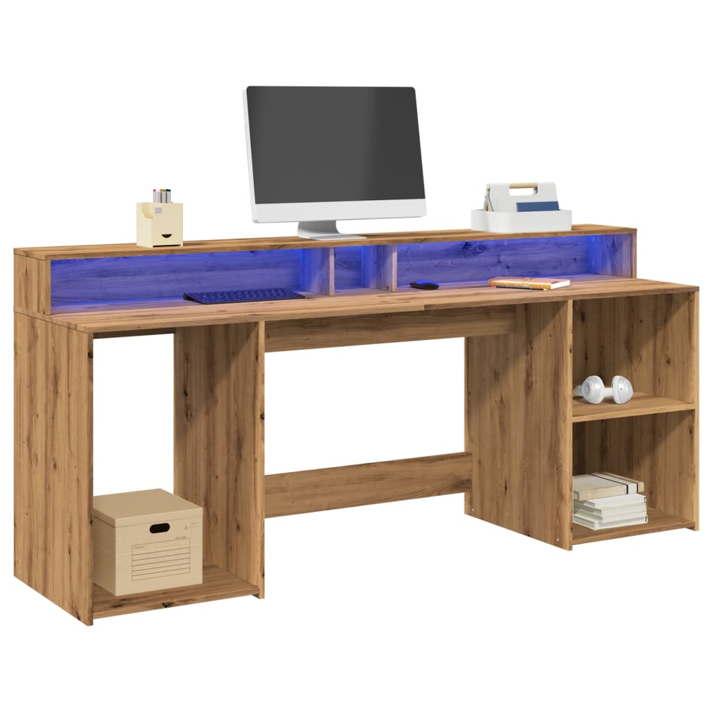 Bureau Met Led-Verlichting Bewerkt Hout