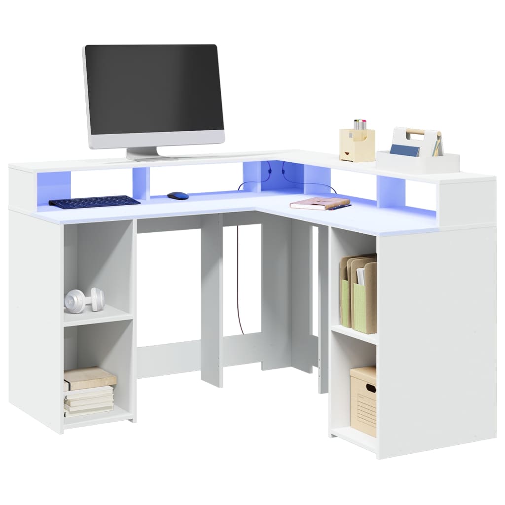 Bureau Met Led-Verlichting Hout Kleur