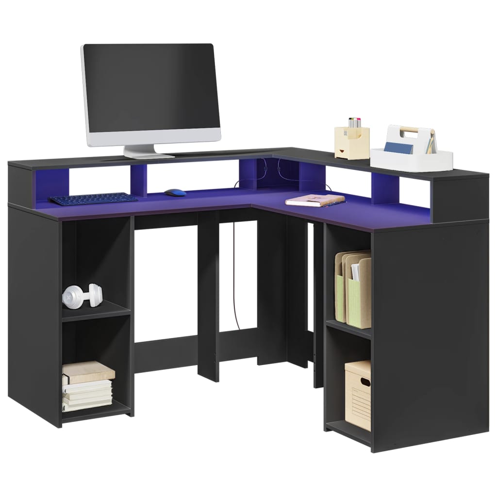 Bureau Met Led-Verlichting Hout Kleur