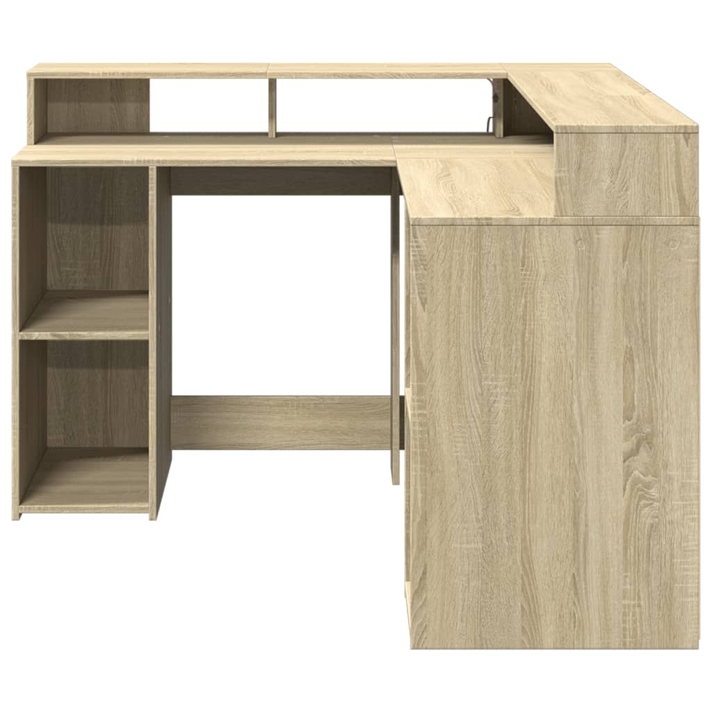 Bureau Met Led-Verlichting Hout Kleur