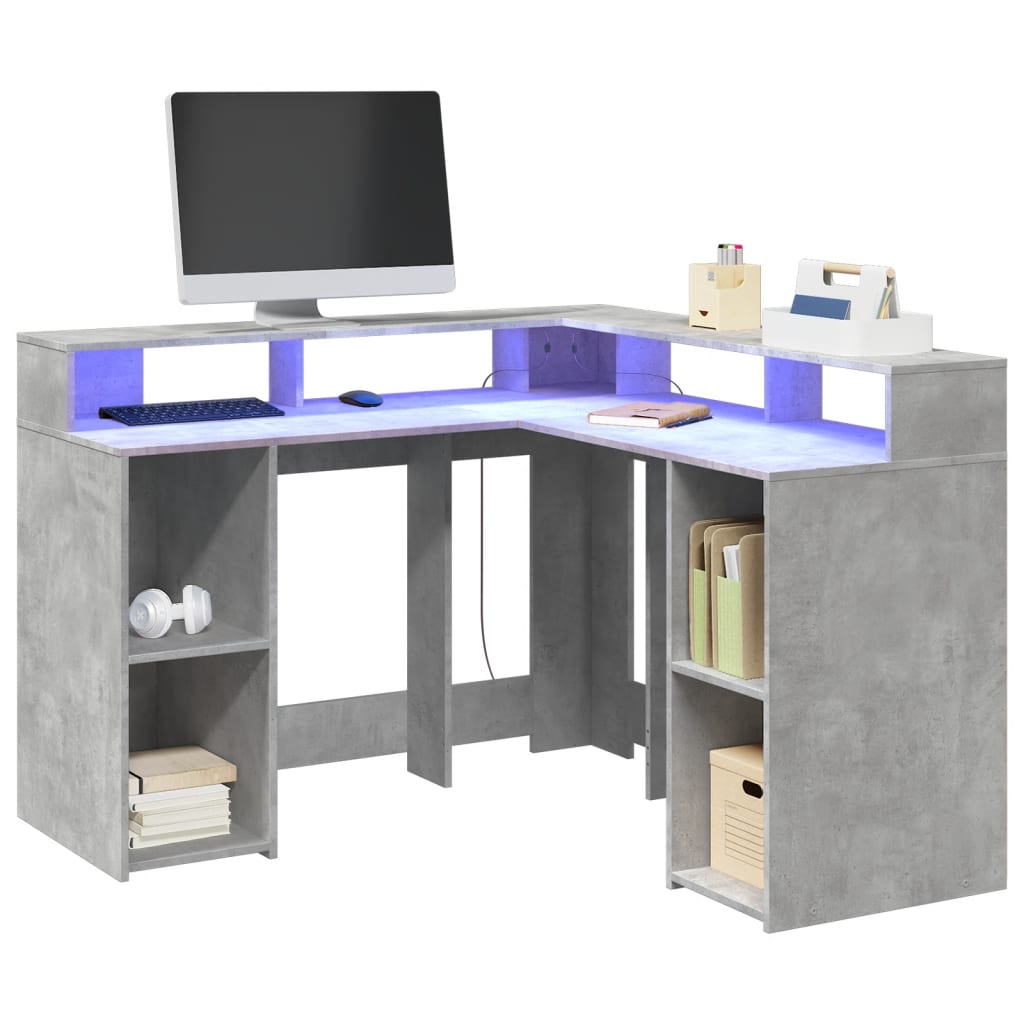 Bureau Met Led-Verlichting Hout Kleur