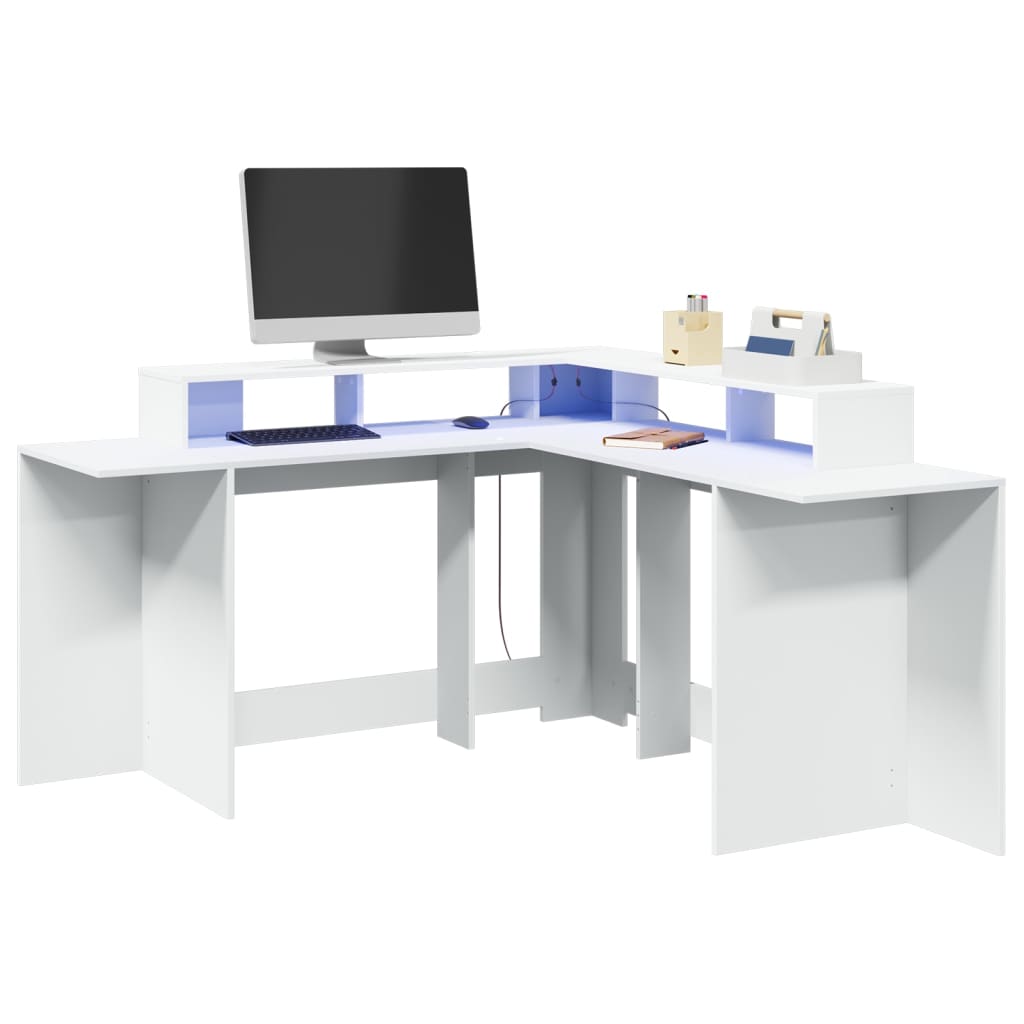 Bureau Met Led-Verlichting Hout Kleur