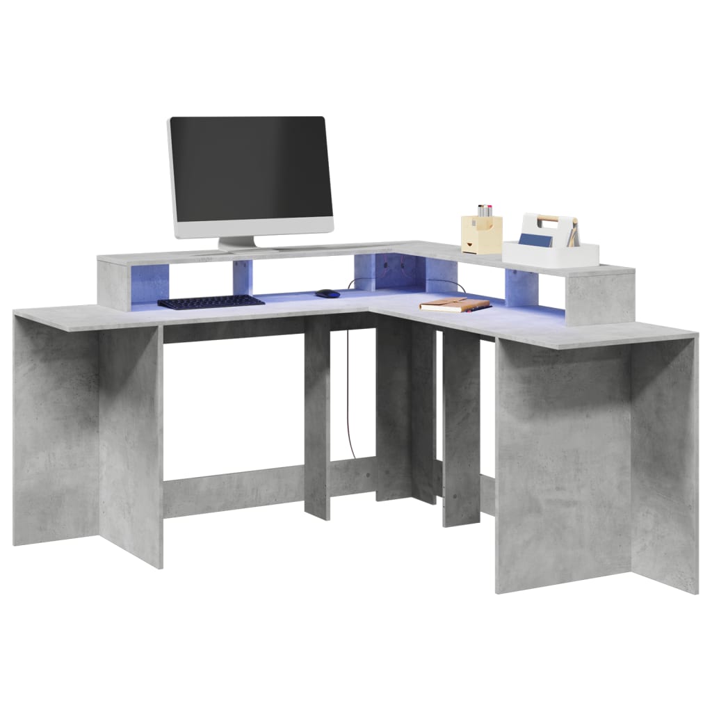 Bureau Met Led-Verlichting Hout Kleur