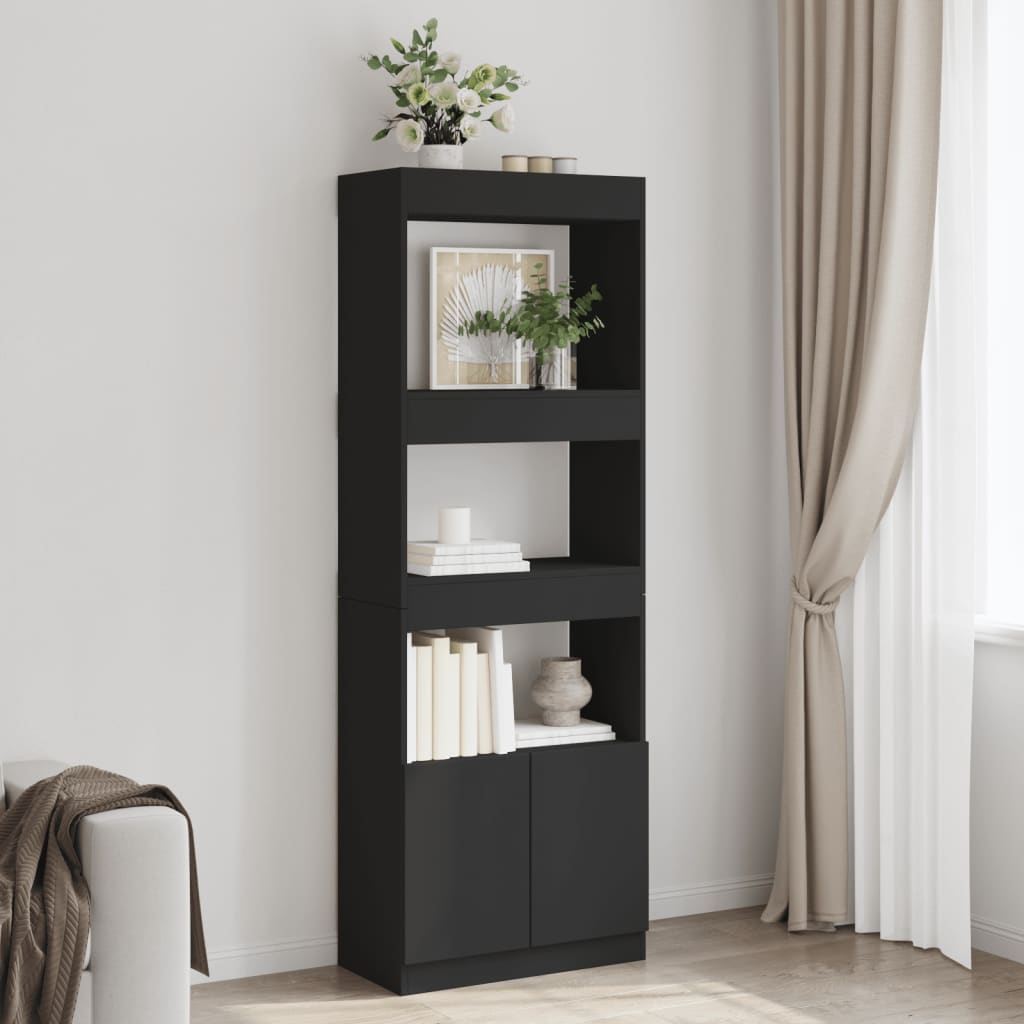 Hoge Kast 92X33X Bewerkt Hout Zwart