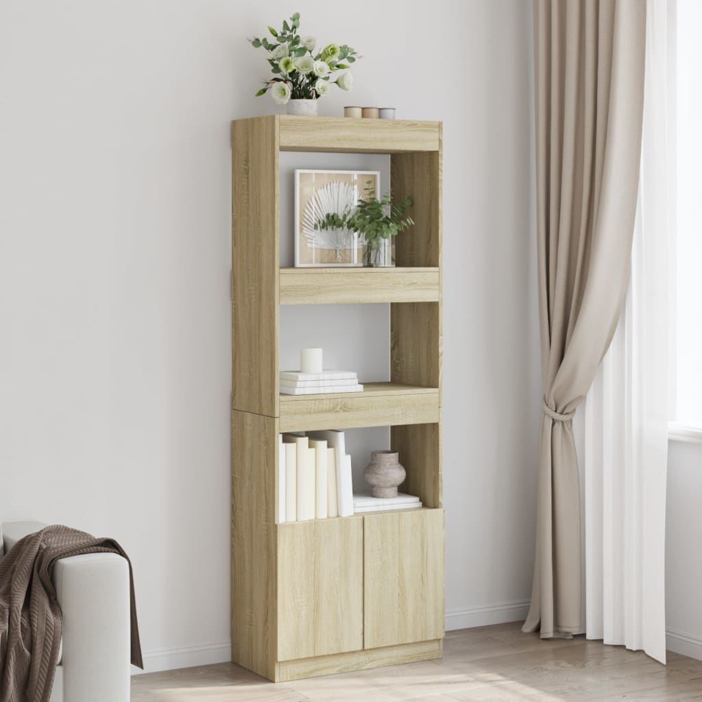 Hoge Kast 92X33X Bewerkt Hout Kleurig Sonoma Eiken
