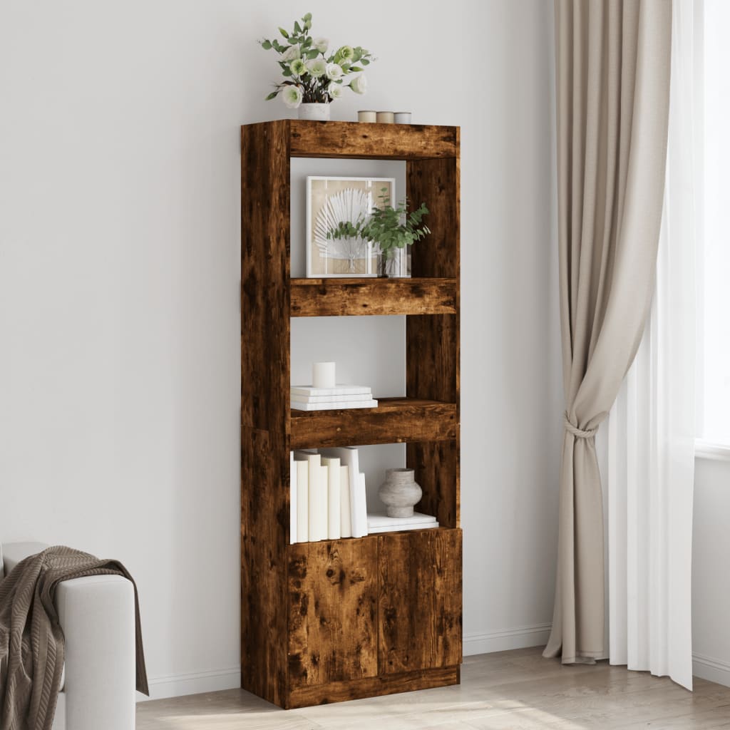 Hoge Kast 92X33X Bewerkt Hout Kleurig Gerookt Eiken