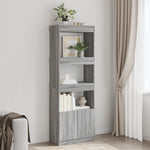 Hoge Kast 92X33X Bewerkt Hout Eikenkleurig Grijs Sonoma
