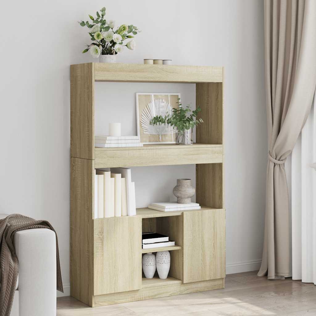 Hoge Kast 92X33X Bewerkt Hout Kleurig Sonoma Eiken