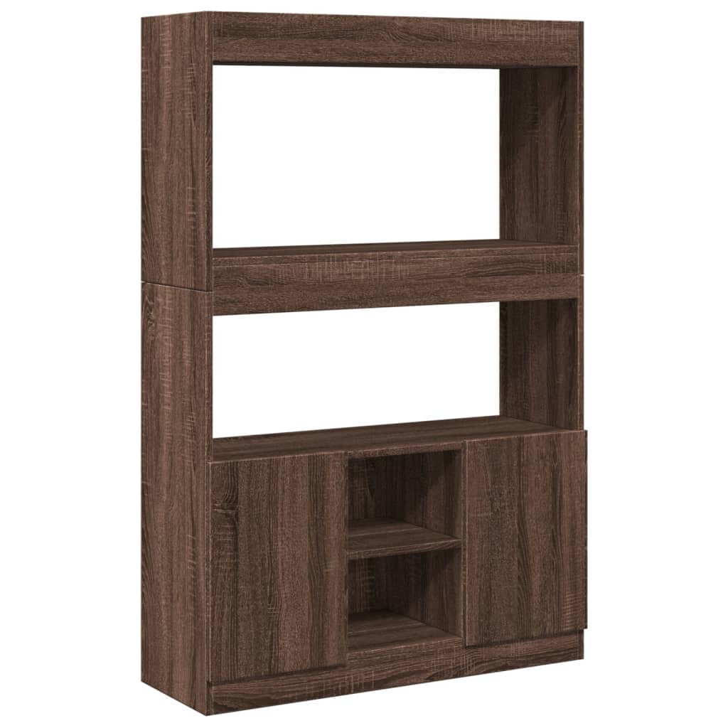 Hoge Kast 92X33X Bewerkt Hout Bruin Eikenkleur