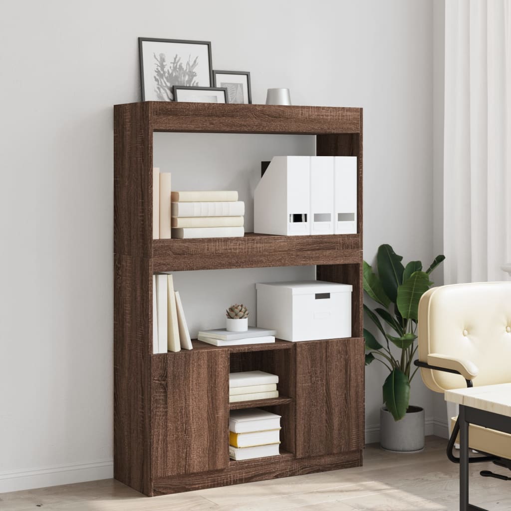 Hoge Kast 92X33X Bewerkt Hout Bruin Eikenkleur