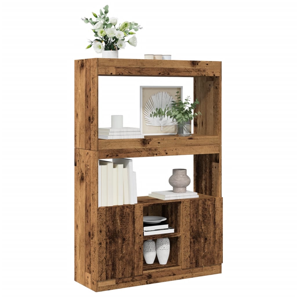 Hoge Kast 92X33X Bewerkt Hout Kleurig Oud Hout
