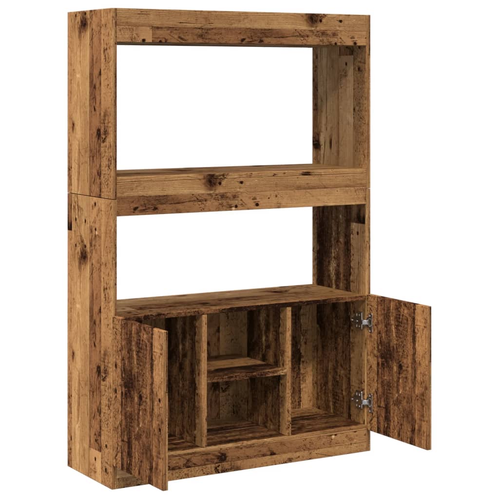 Hoge Kast 92X33X Bewerkt Hout Kleurig Oud Hout