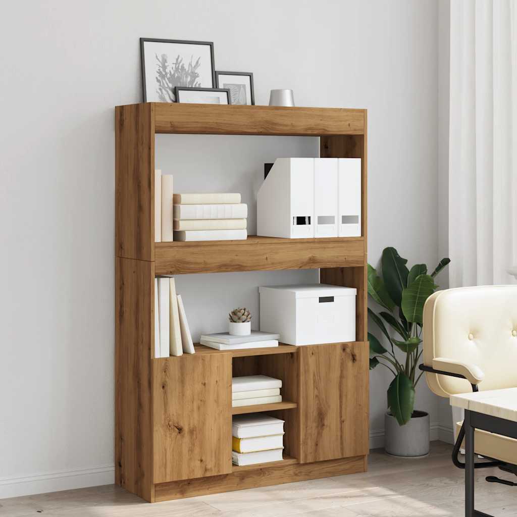 Hoge Kast 92X33X Bewerkt Hout Artisanaal Kleur Eiken
