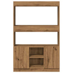 Hoge Kast 92X33X Bewerkt Hout Artisanaal Kleur Eiken