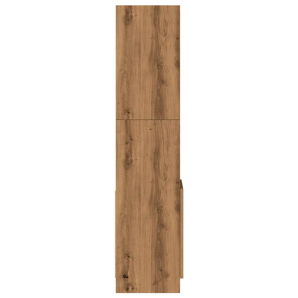 Hoge Kast 92X33X Bewerkt Hout Artisanaal Kleur Eiken