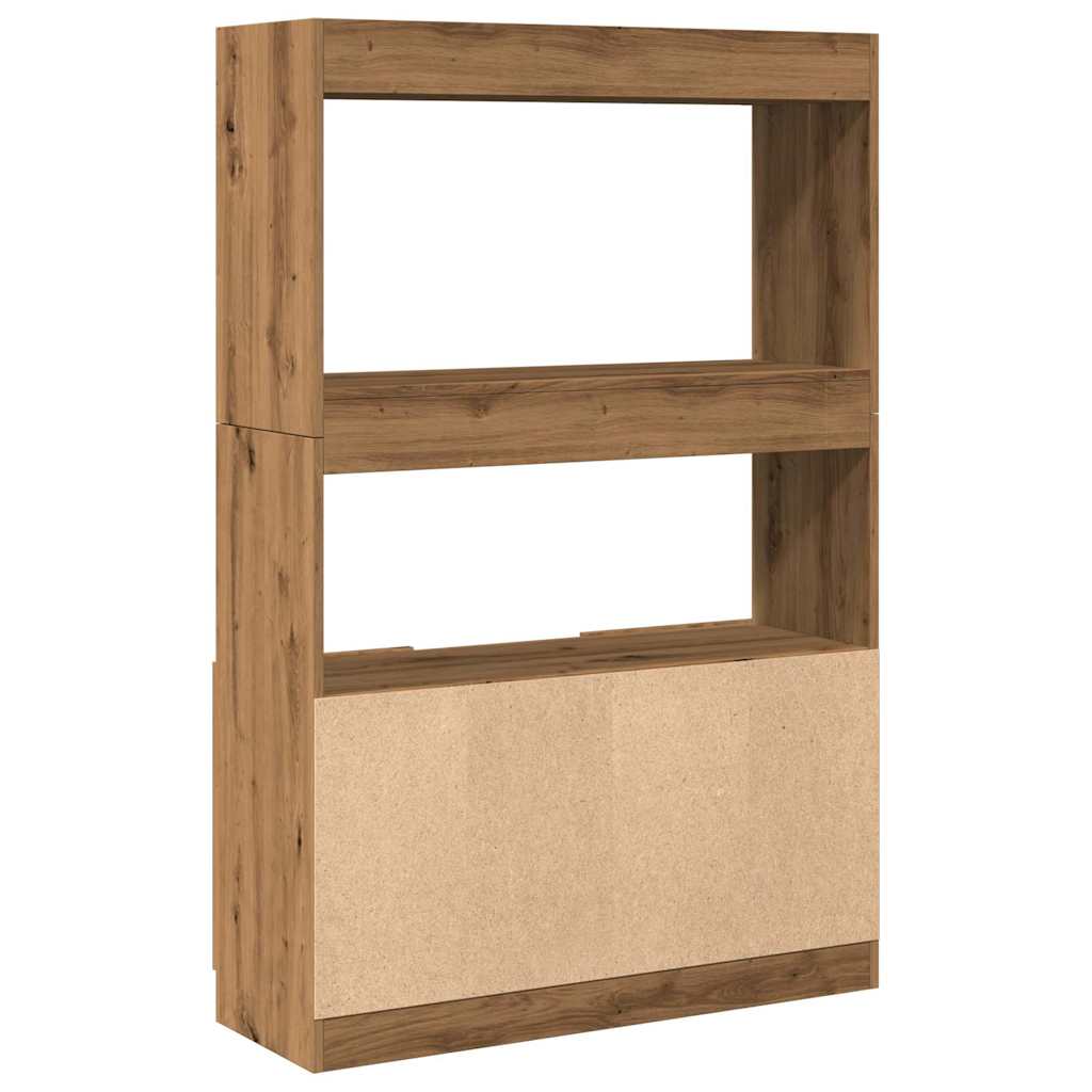 Hoge Kast 92X33X Bewerkt Hout Artisanaal Kleur Eiken