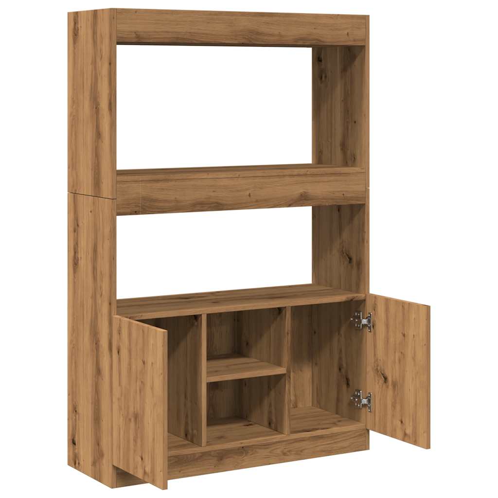 Hoge Kast 92X33X Bewerkt Hout Artisanaal Kleur Eiken