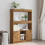 Hoge Kast 92X33X Bewerkt Hout Artisanaal Kleur Eiken