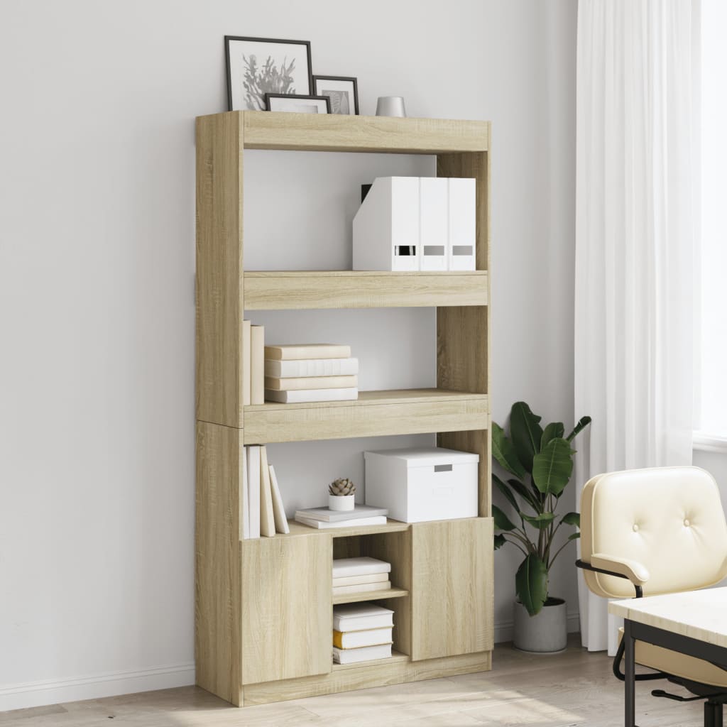 Hoge Kast 92X33X Bewerkt Hout Kleurig Sonoma Eiken