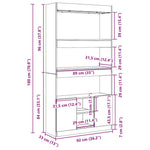Hoge Kast 92X33X Bewerkt Hout Betongrijs
