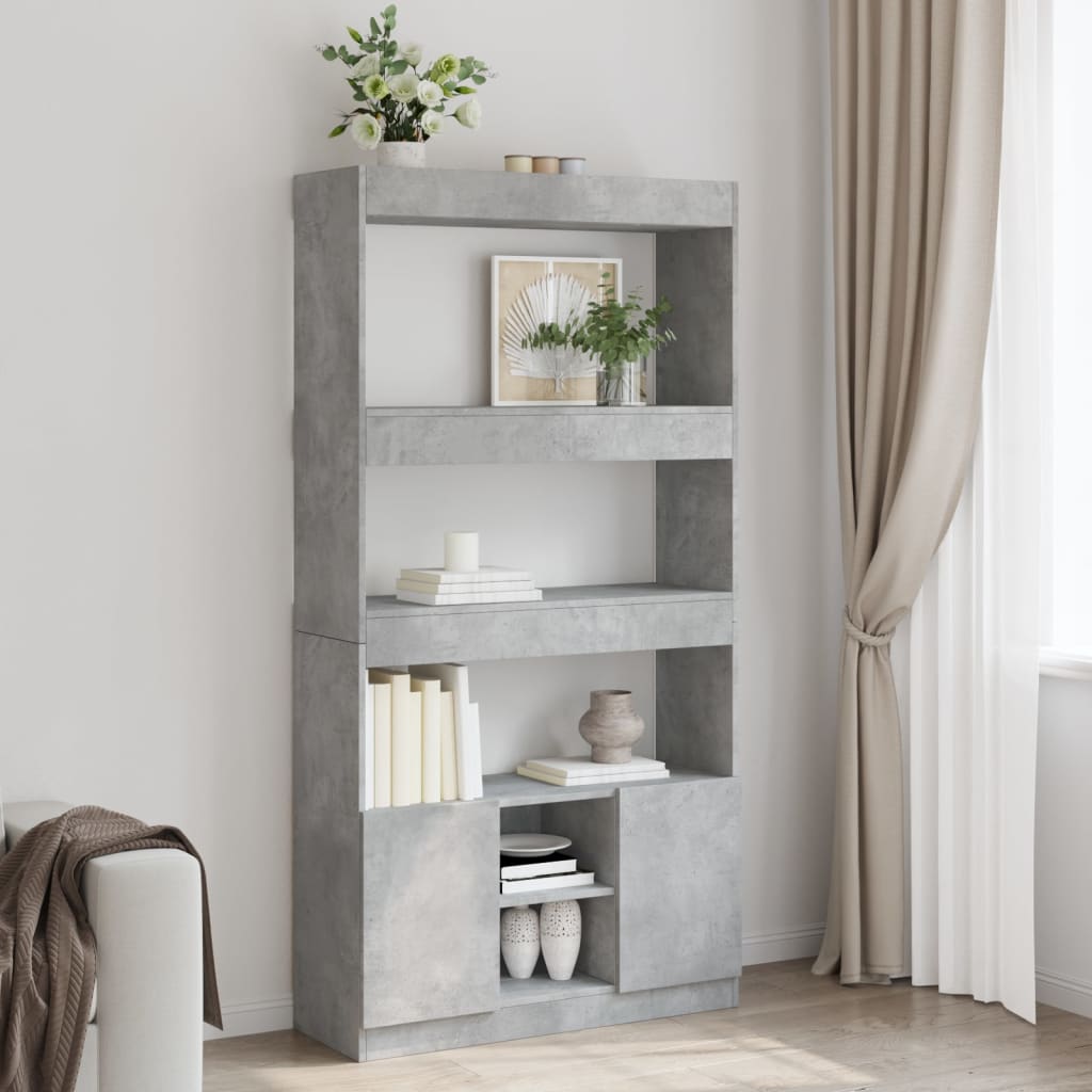 Hoge Kast 92X33X Bewerkt Hout Betongrijs